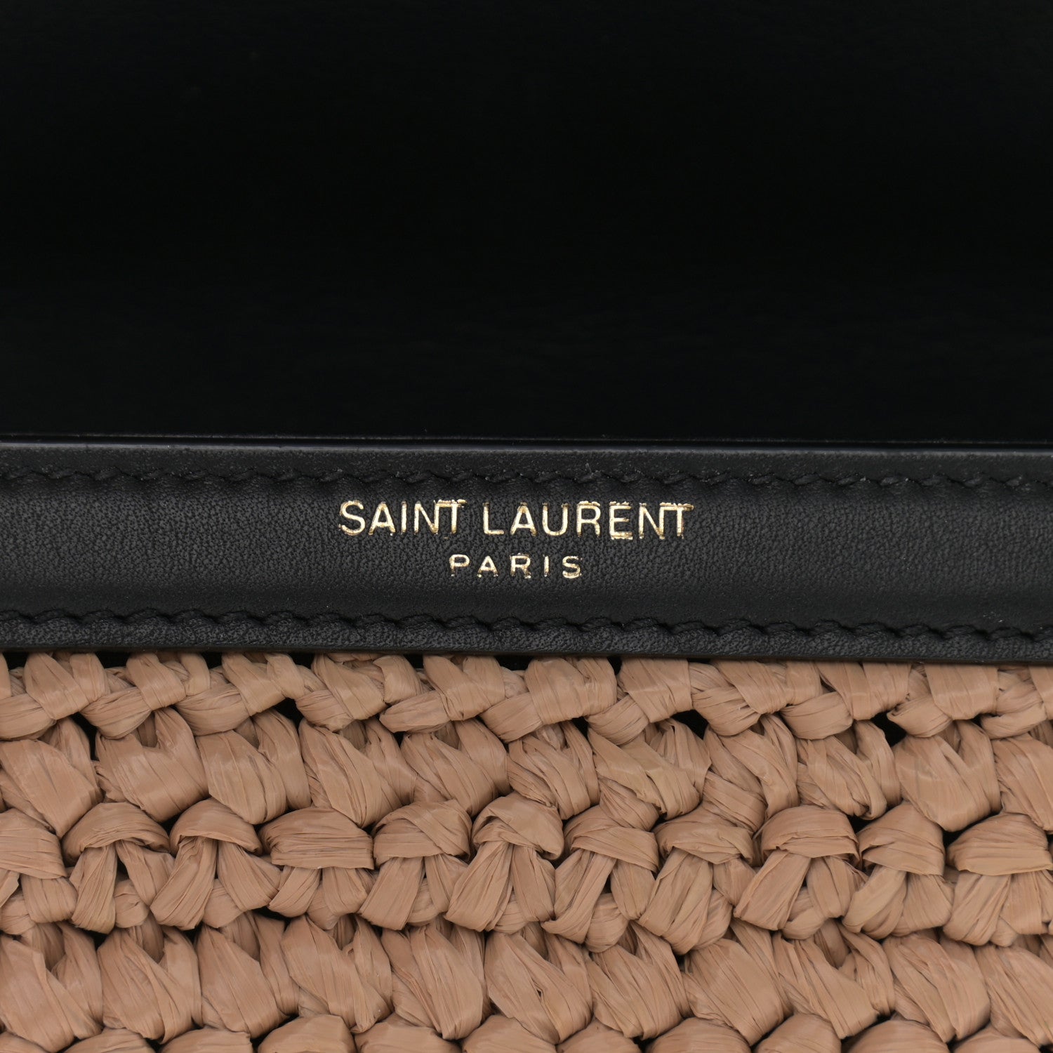 Saint Laurent Raffia Calfskin Mini Classic Monogram Cassandra Top Handle Black Natural 6 of 11