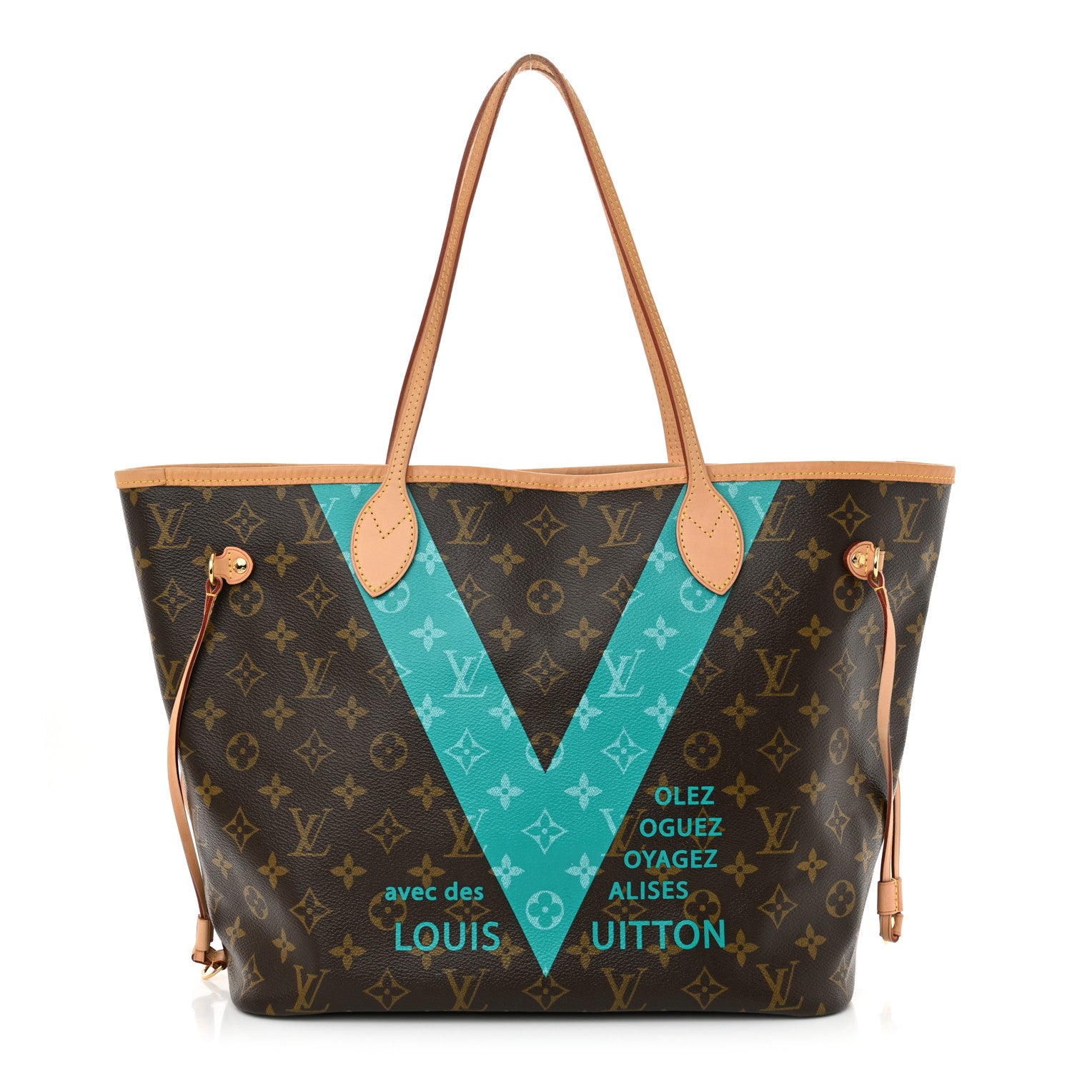 Louis Vuitton Monogram V Neverfull MM Turquoise 1 of 14