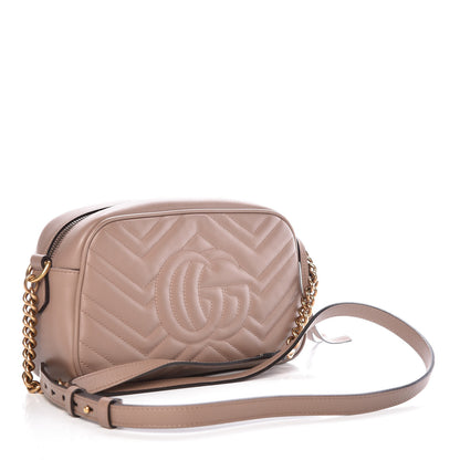 Gucci Calfskin Matelasse Small GG Marmont Chain Shoulder Bag Taupe 3 of 11
