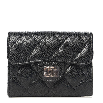 Chanel Caviar Quilted Flap Card Holder Wallet Black 1 of 8