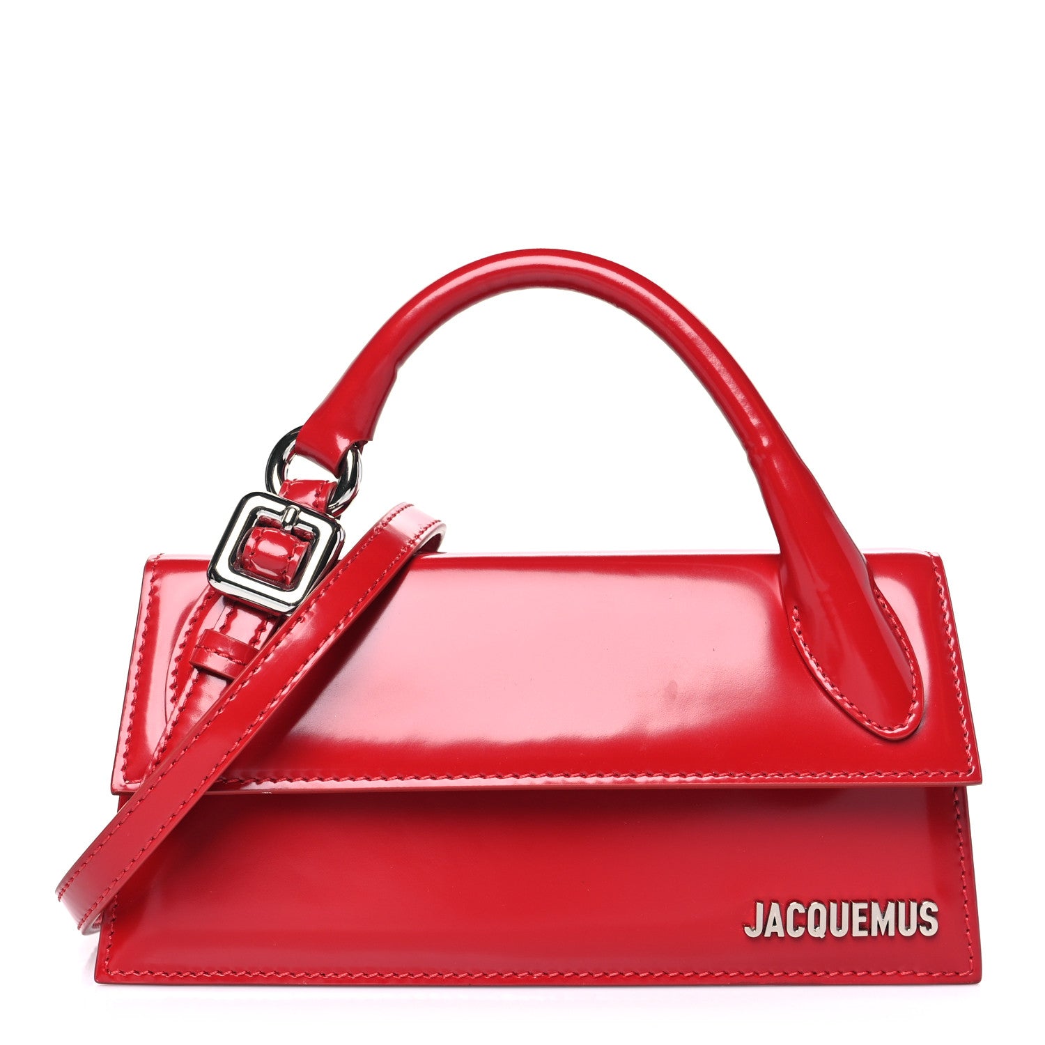 Jacquemus Patent Calfskin Le Chiquito Boucle Long Red 1 of 9