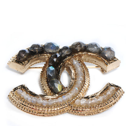 Chanel Moonstone Labradorite CC Brooch 1 of 5