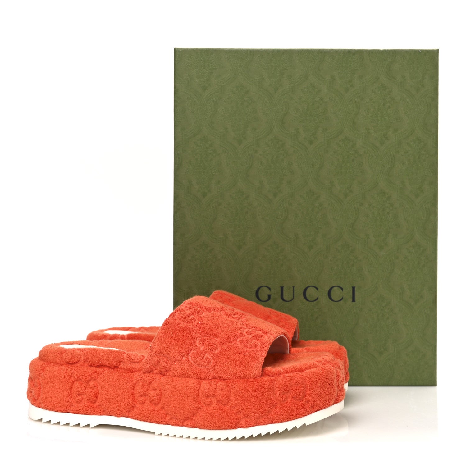 Gucci Terry Cloth GG Monogram Angelina Platform 55mm Slide Sandals 39.5 Deep Orange 11 of 11
