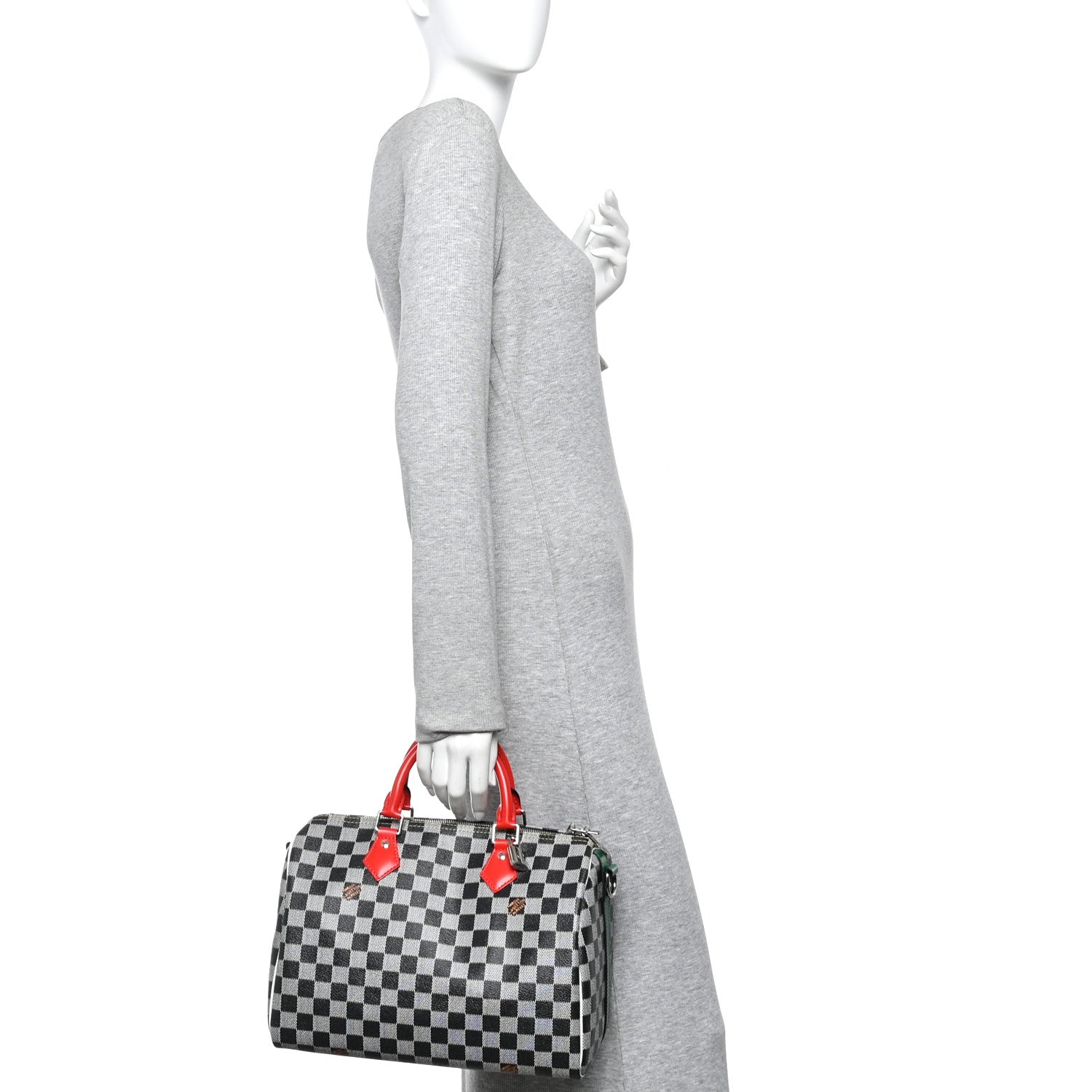 Louis Vuitton Damier Speedy Bandouliere 30 Black White 2 of 9