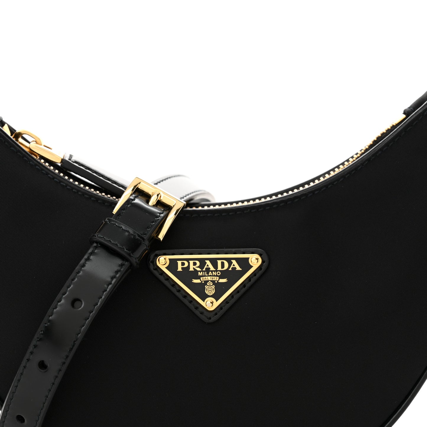 Re-Nylon Spazzolato Mini Arque Shoulder Bag Black