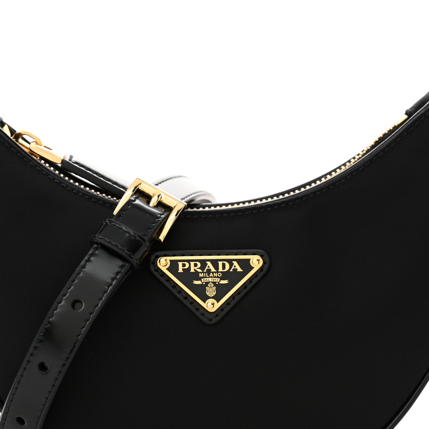 Prada Re-Nylon Spazzolato Mini Arque Shoulder Bag Black 8 of 10