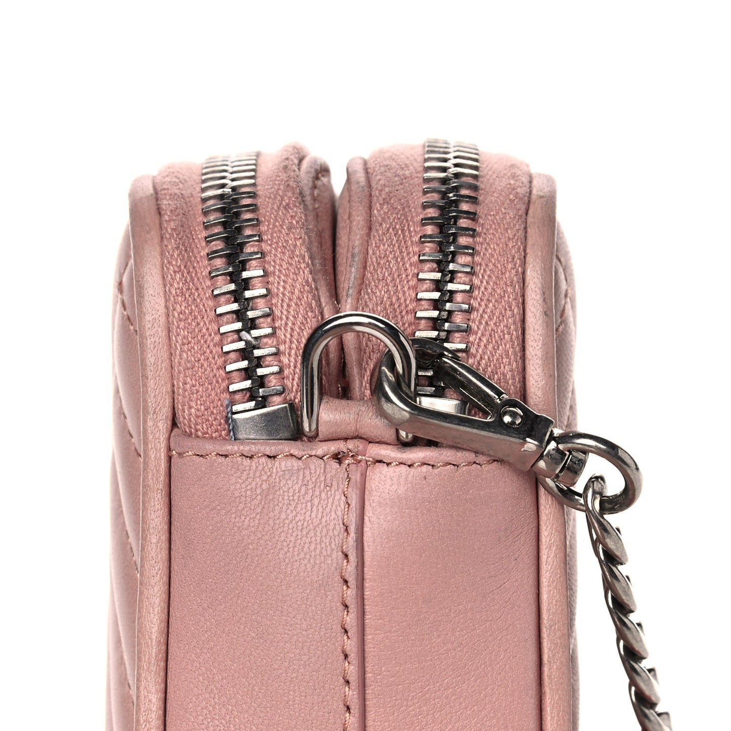Nappa Impunture Diagramme Mini Double Zip Chain Crossbody Bag Orchidea