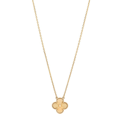 Van Cleef & Arpels 18K Yellow Gold Guilloche Vintage Alhambra Pendant Necklace 1 of 6