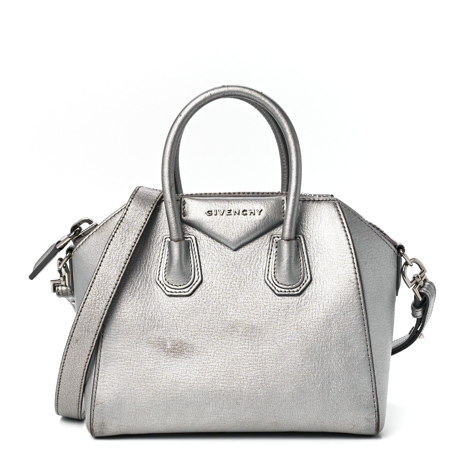 Givenchy Metallic Sugar Goatskin Mini Antigona Silver 1 of 12