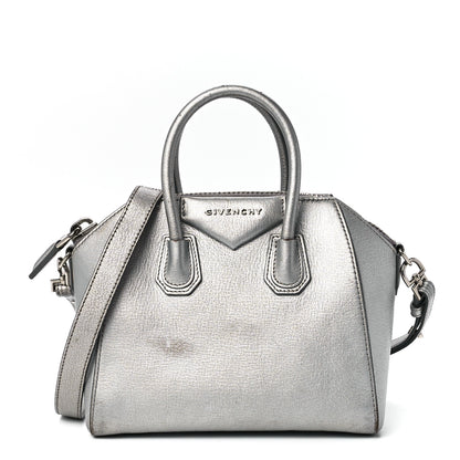 Givenchy Metallic Sugar Goatskin Mini Antigona Silver 1 of 12