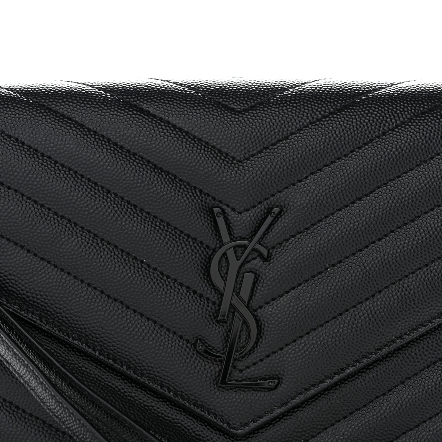 Saint Laurent Grain De Poudre Matelasse Chevron Monogram Monochrome Envelope Clutch Black 23 of 33