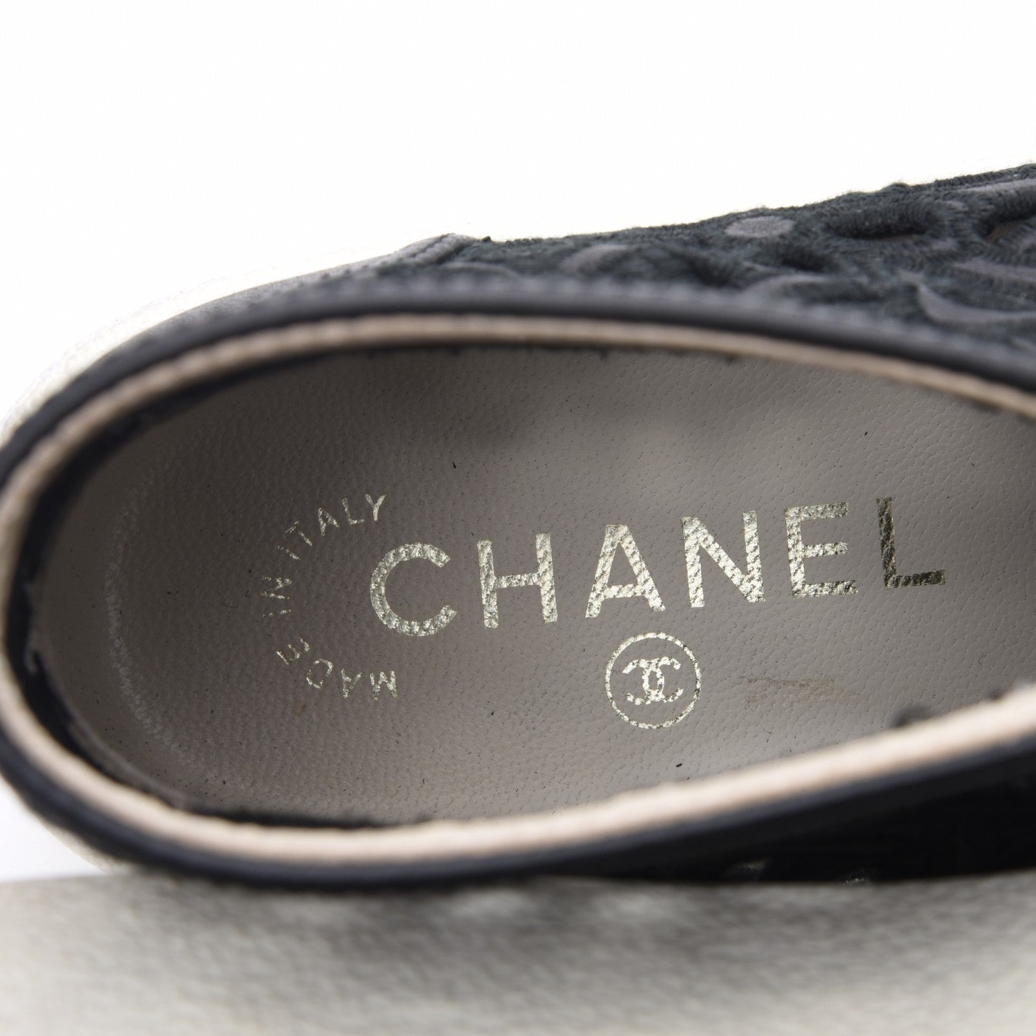 Chanel Patent Grained Goatskin Hollow Out Flower Sneakers 35 Black 8 of 8