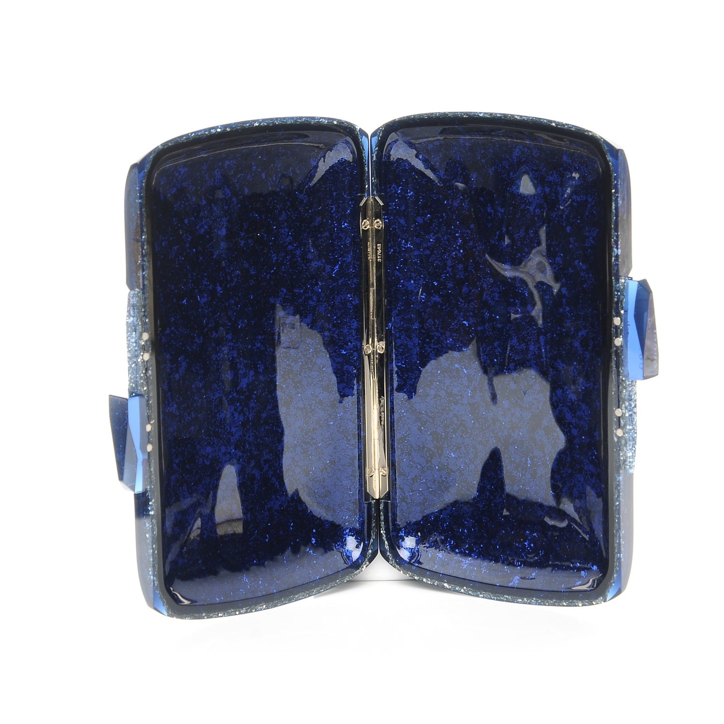 Plexiglass Glitter Aristrographic Box Clutch Classic Marine