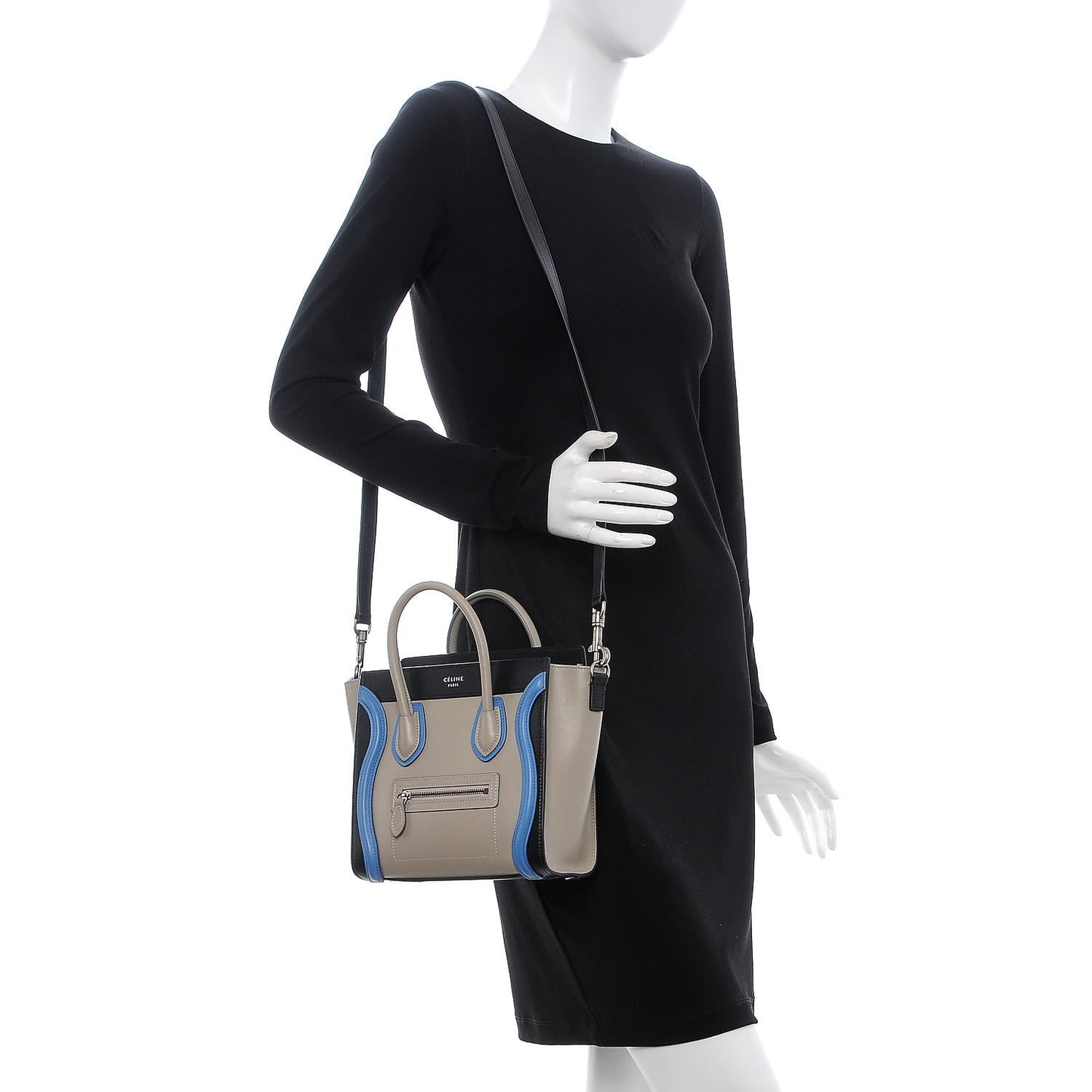 Shiny Smooth Calfskin Tri-color Nano Luggage Quartz