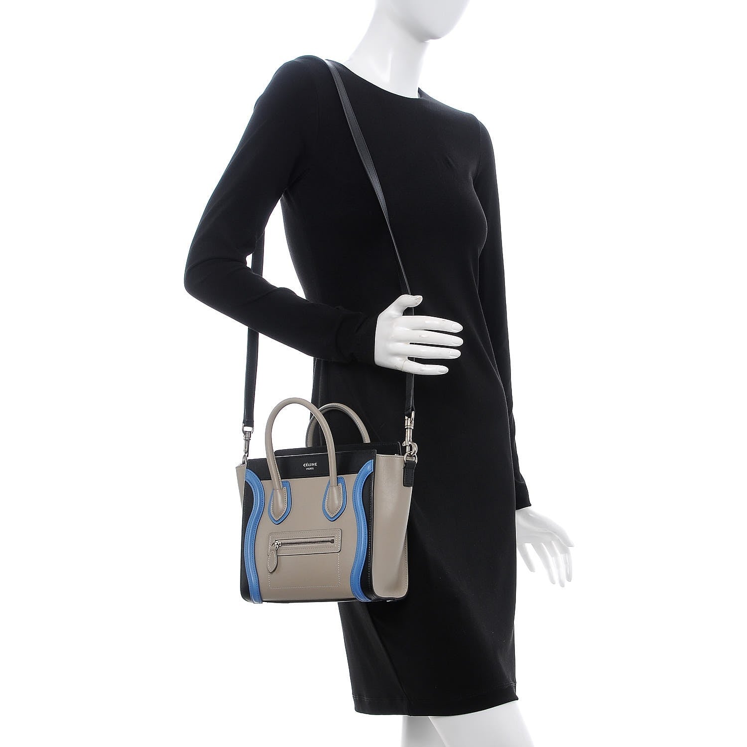 Celine Shiny Smooth Calfskin Tri-color Nano Luggage Quartz 2 of 9