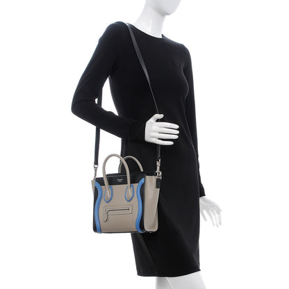 Celine Shiny Smooth Calfskin Tri-color Nano Luggage Quartz 2 of 9