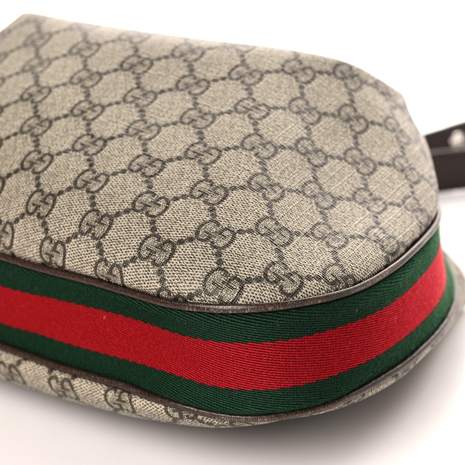 Gucci GG Supreme Monogram Textured Calfskin Web Large Attache Shoulder Bag Beige Ebony New Acero 9 of 9