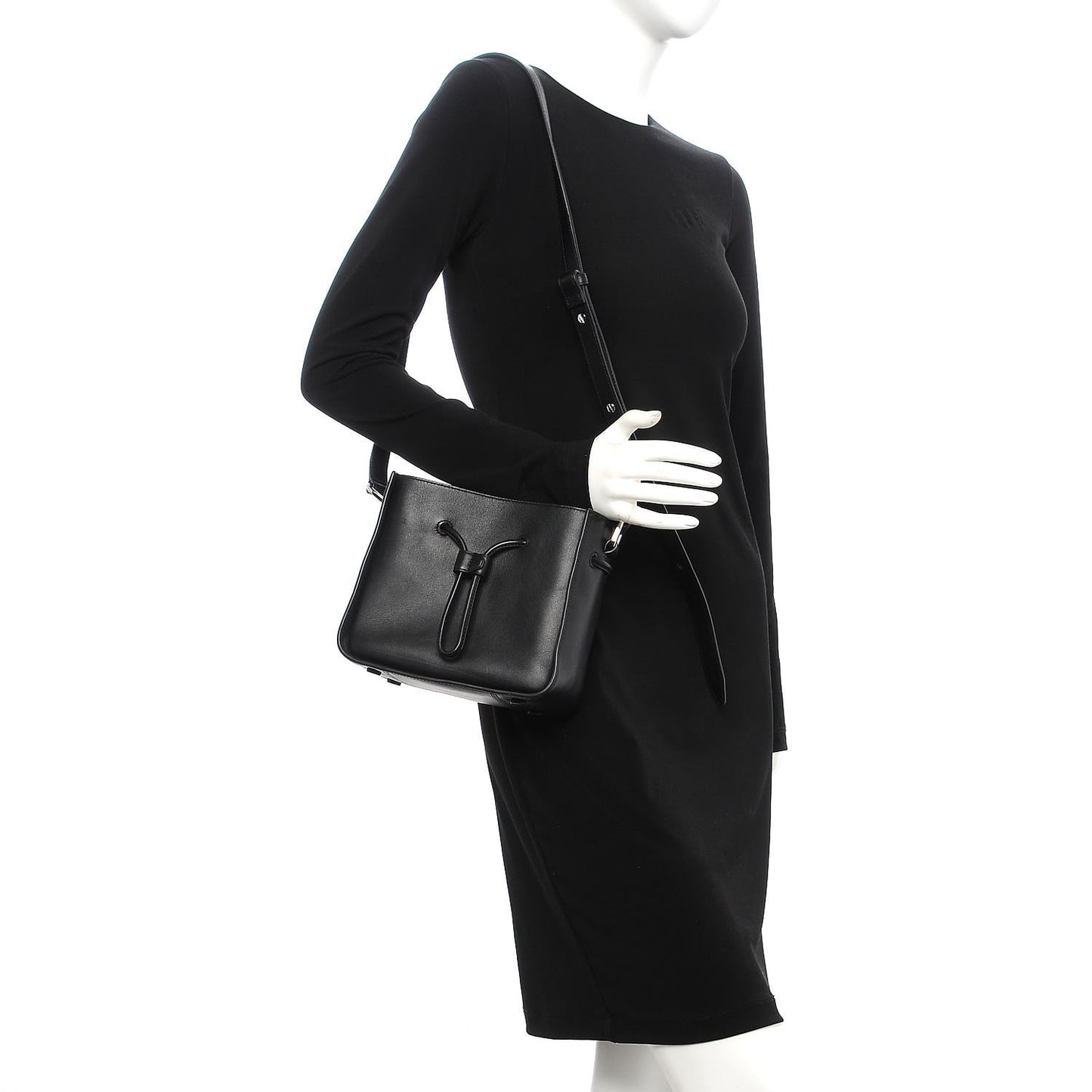 Smooth Calfskin Mini Soleil Bucket Bag Black