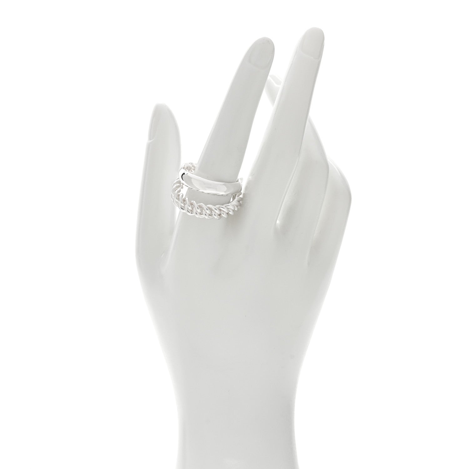 Hermes Sterling Silver MM Boucle Selier Inflexible Ring 63 10.5 2 of 5