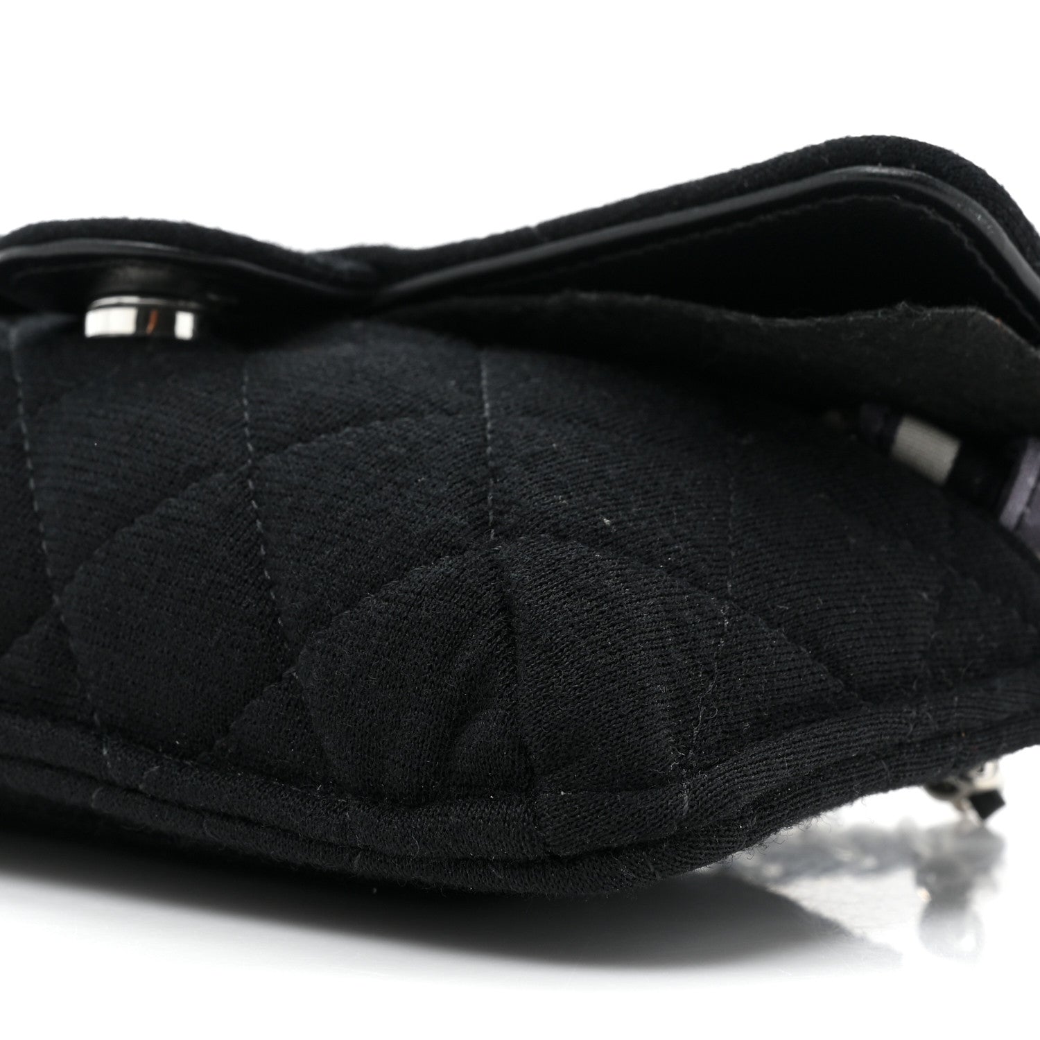Chanel Jersey Fabric Quilted Foldable Tote With Chain Black Multicolor 12 of 15