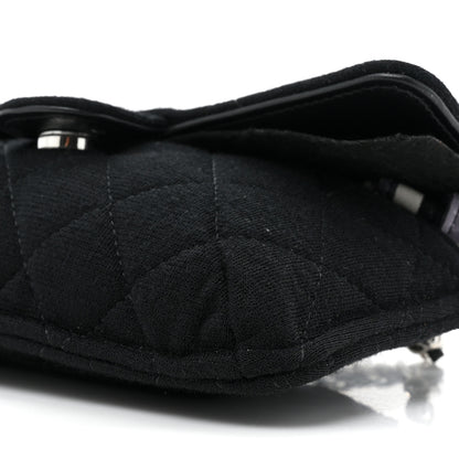Chanel Jersey Fabric Quilted Foldable Tote With Chain Black Multicolor 12 of 15