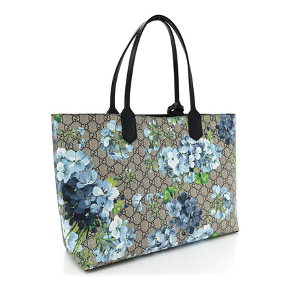 Gucci GG Supreme Monogram Blooms Medium Reversible Tote Beige Blue Navy 3 of 14