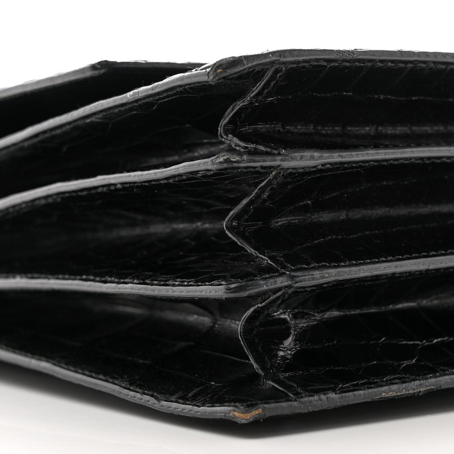 Crocodile Accordion Flap Shoulder Bag Black