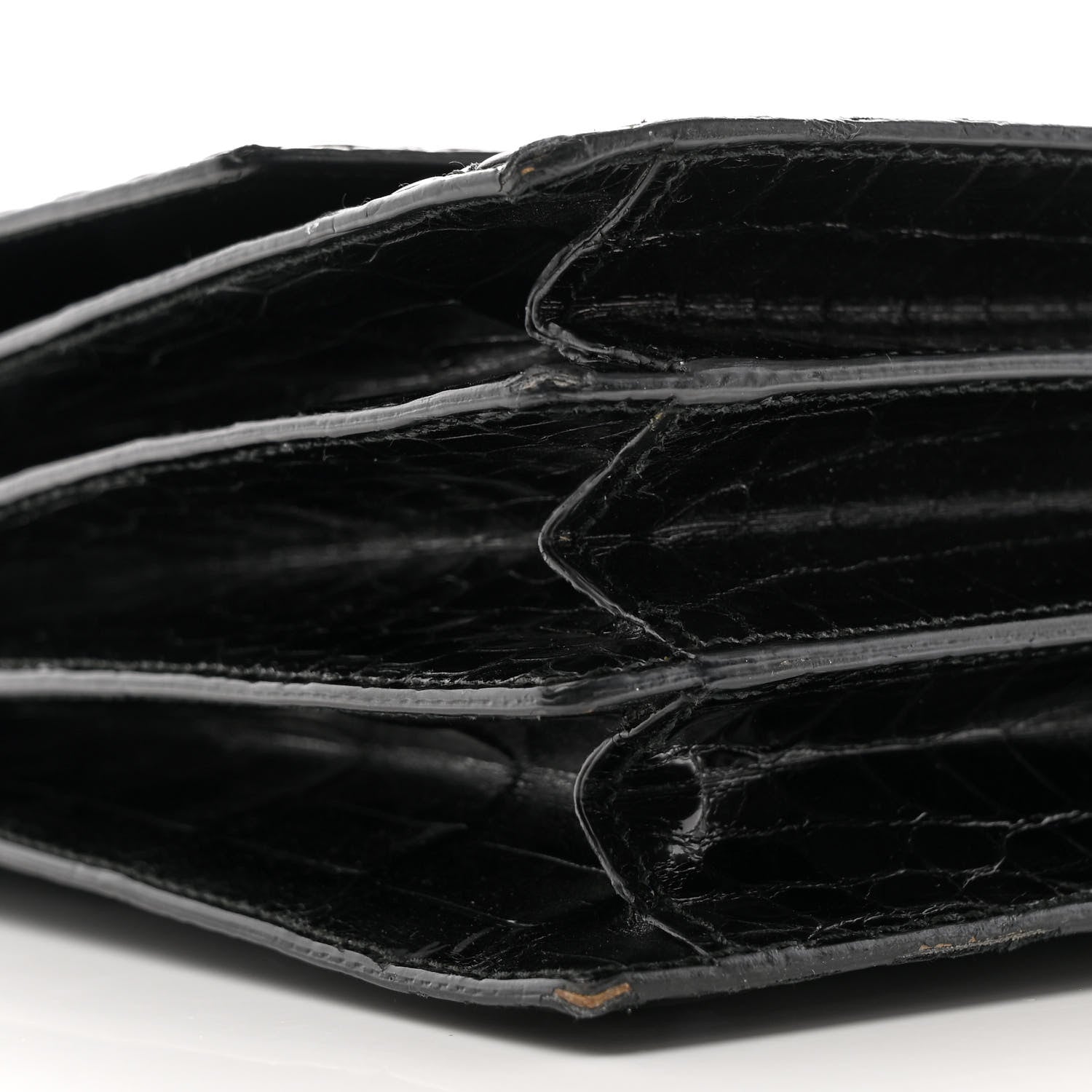 Bottega Veneta Crocodile Accordion Flap Shoulder Bag Black 11 of 12