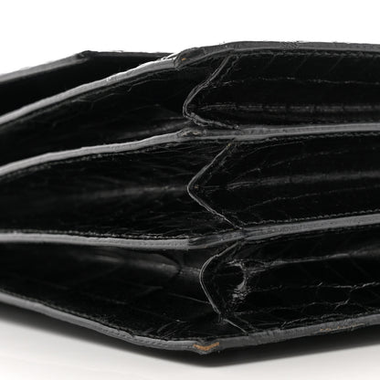 Bottega Veneta Crocodile Accordion Flap Shoulder Bag Black 11 of 12