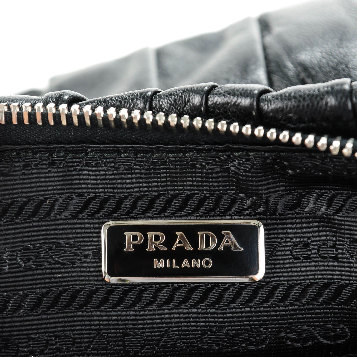 Prada Nappa Gaufre Wristlet Clutch Nero Black 6 of 8