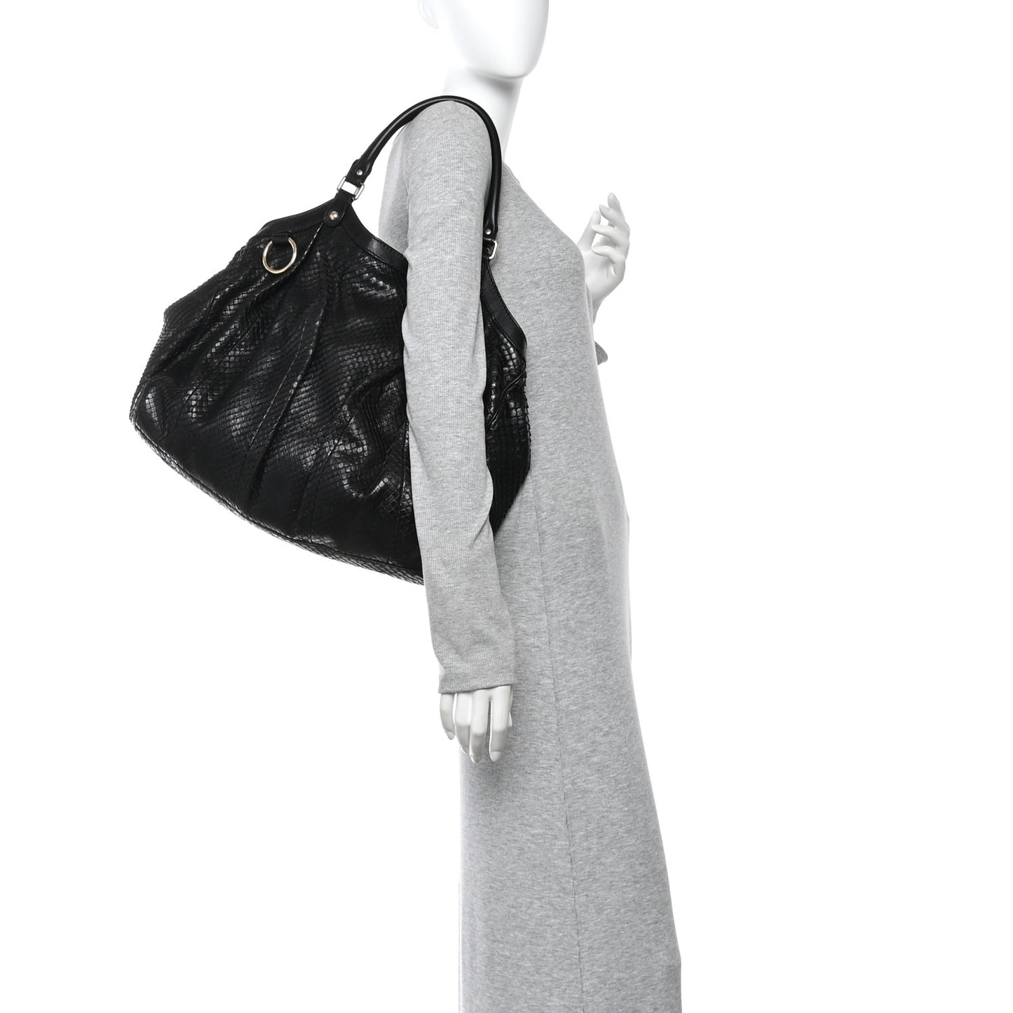 Snakeskin Large Sukey Tote Black