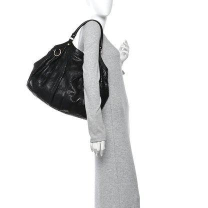 Gucci Snakeskin Large Sukey Tote Black 2 of 15