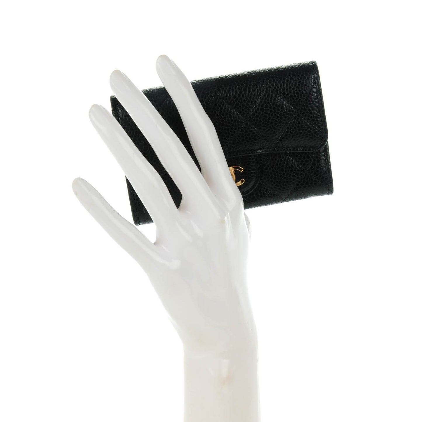 Caviar Quilted Card Holder Black