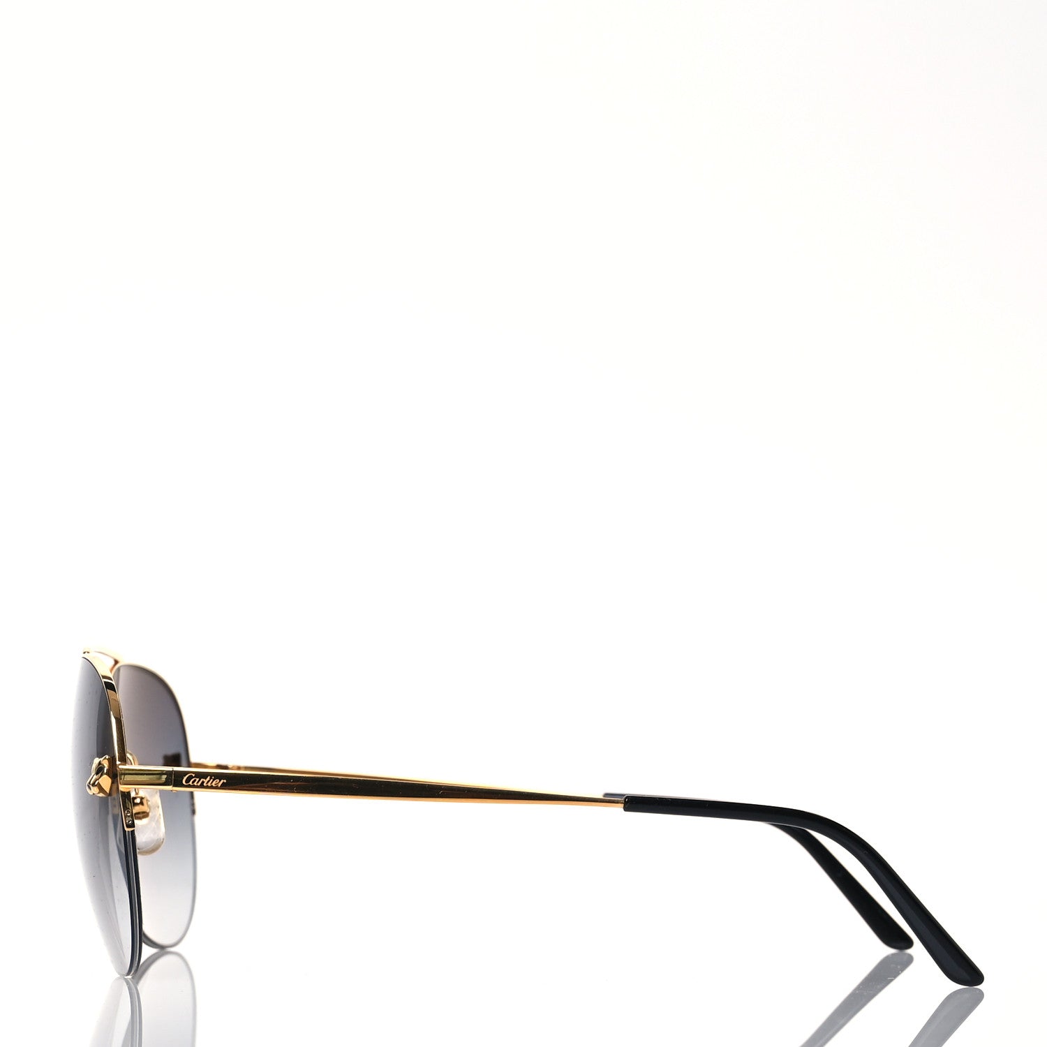 Cartier Santos de Cartier Aviator Sunglasses CT0065S Gold Black 3 of 8