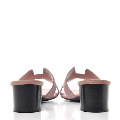Hermes Suede Goatskin Crystal Oasis Sandals 38.5 Rose 7 of 10