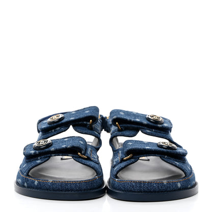 Chanel Denim CC Dad Sandals 37.5 Dark Blue 2 of 9