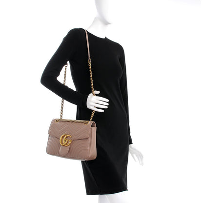 Gucci Calfskin Matelasse Medium GG Marmont Shoulder Bag Porcelain Rose 2 of 9