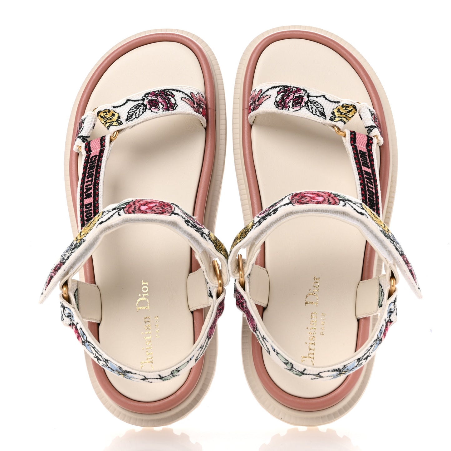 Canvas Embroidered Florilegio 10mm D-Wave Sandals 40 White Multicolor