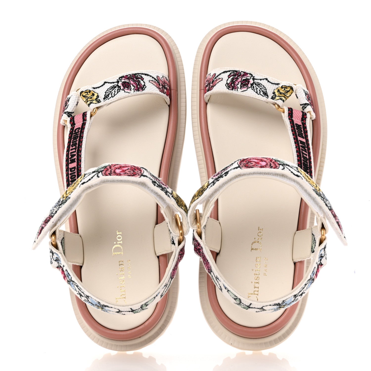 Christian Dior Canvas Embroidered Florilegio 10mm D-Wave Sandals 40 White Multicolor 2 of 10