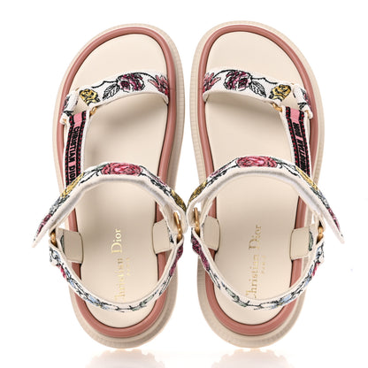Christian Dior Canvas Embroidered Florilegio 10mm D-Wave Sandals 40 White Multicolor 2 of 10
