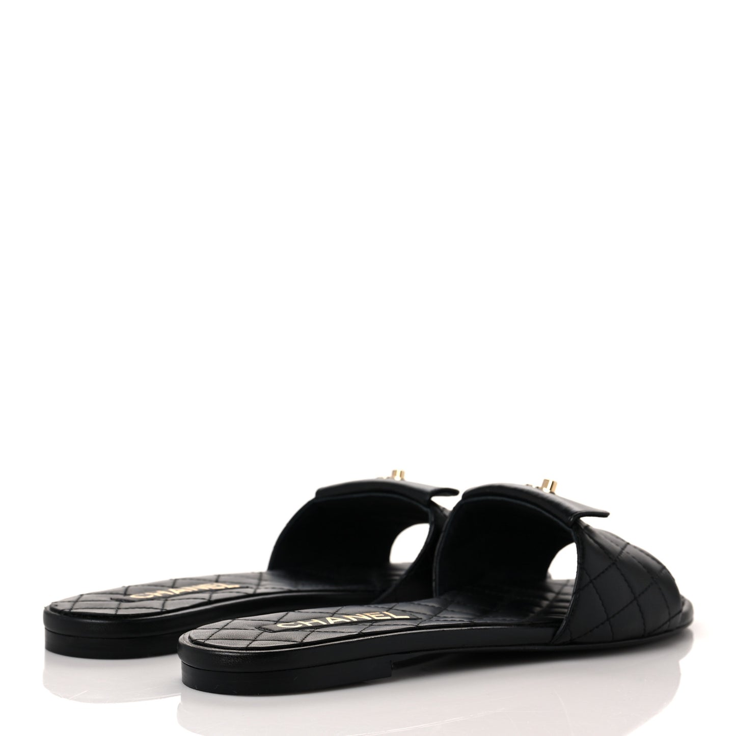 Lambskin Quilted CC Turnlock Sandals 40 Black