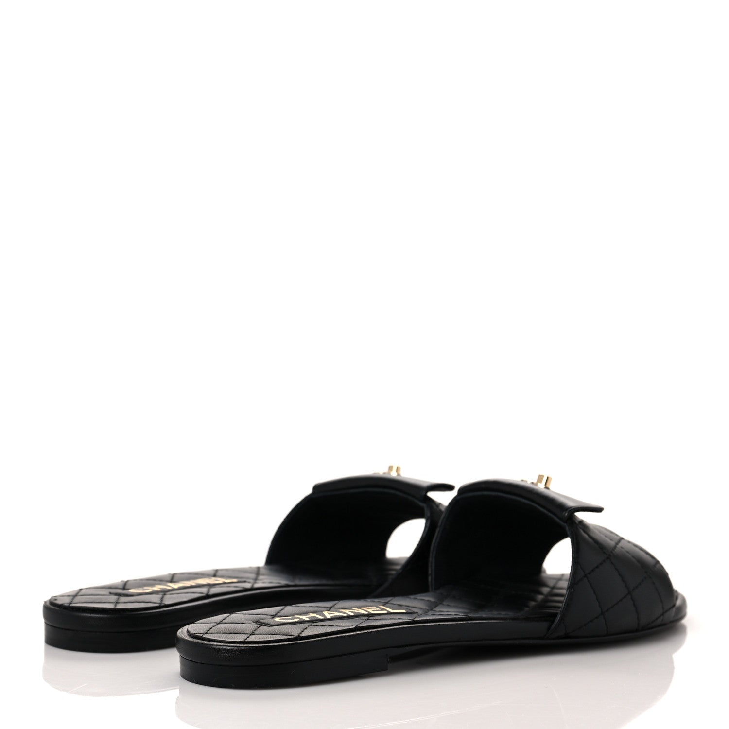 Chanel Lambskin Quilted CC Turnlock Sandals 40 Black 4 of 8