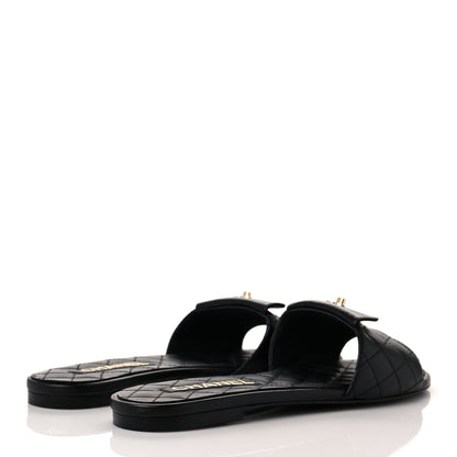 Chanel Lambskin Quilted CC Turnlock Sandals 40 Black 4 of 8