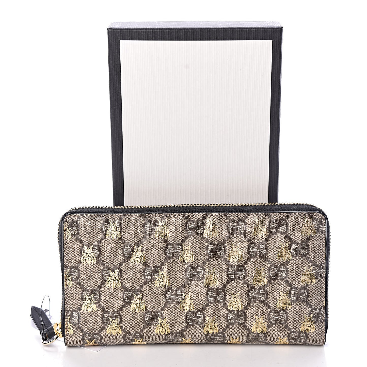 GG Supreme Monogram Bees Zip Around Wallet