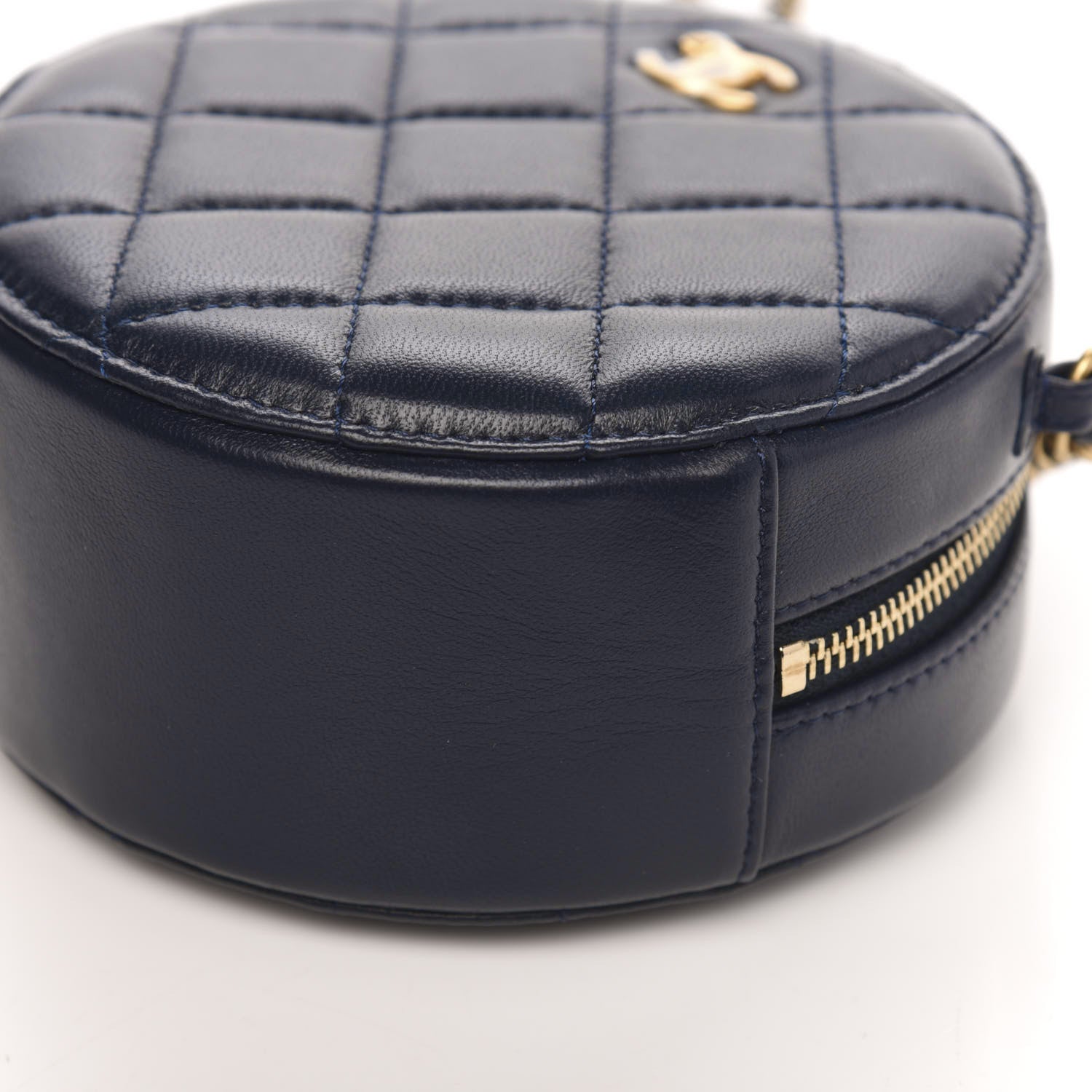 Chanel Lambskin Quilted Round Pearl Crush Clutch With Chain Navy Blue 9 of 10