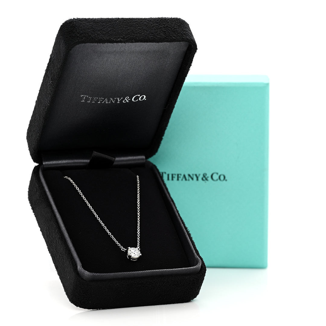 Tiffany Platinum Diamond .61ct Solitaire Pendant Necklace 6 of 6