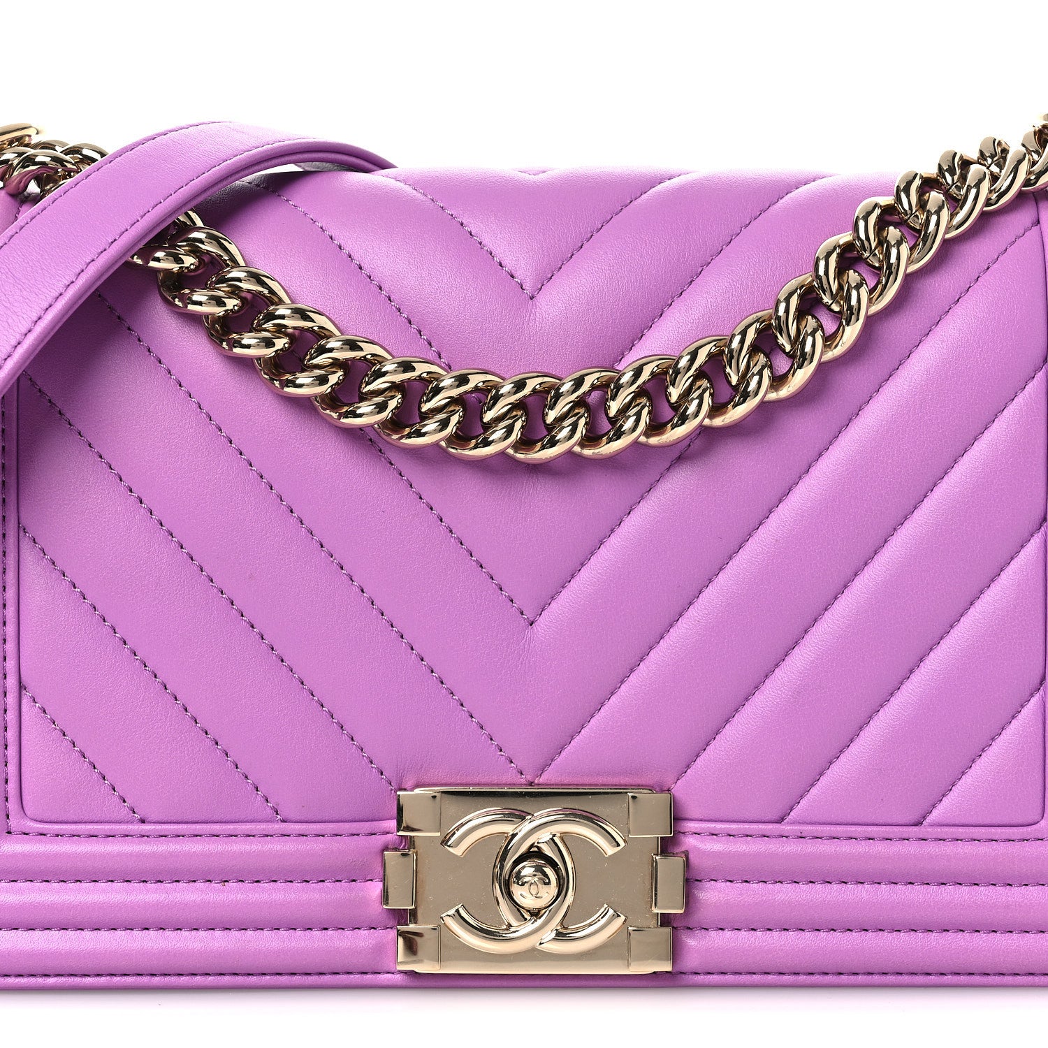 Chanel Lambskin Chevron Quilted Medium Boy Flap Purple 8 of 13