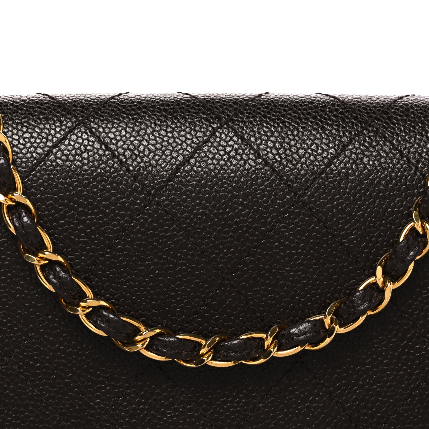 Caviar Stitch Jumbo Single Flap Brown