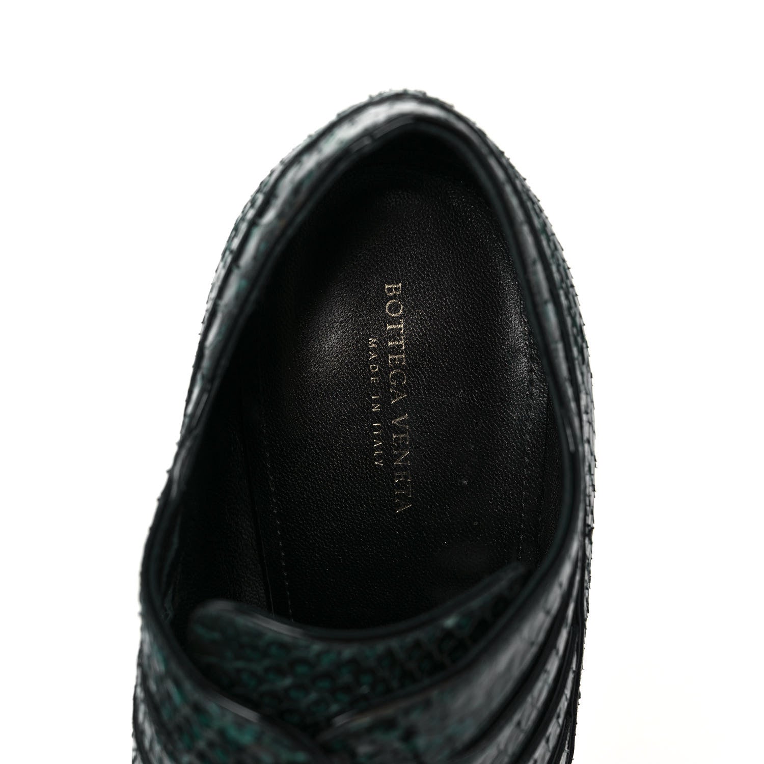 Bottega Veneta Vernis Snakeskin Cut Out Lace Booties 40 Emerald Green Black 7 of 7