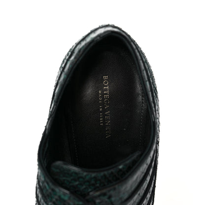 Bottega Veneta Vernis Snakeskin Cut Out Lace Booties 40 Emerald Green Black 7 of 7